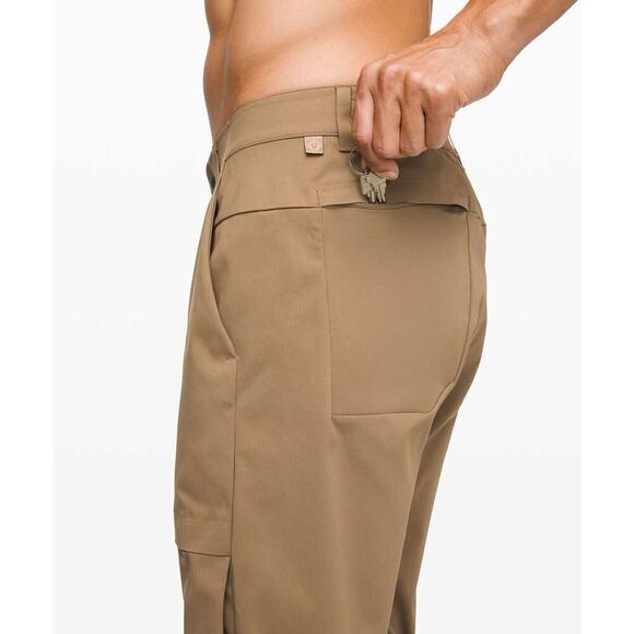 Lululemon Men's Mile View Khaki Tan Flat Front Chino Pants 36x30 - Picture 5 of 11